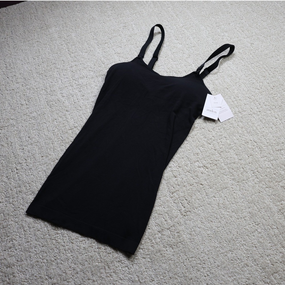 Auden Womens Nursing Camisole Black XS Seamless Built-in Shelf Bra 023 01 2784